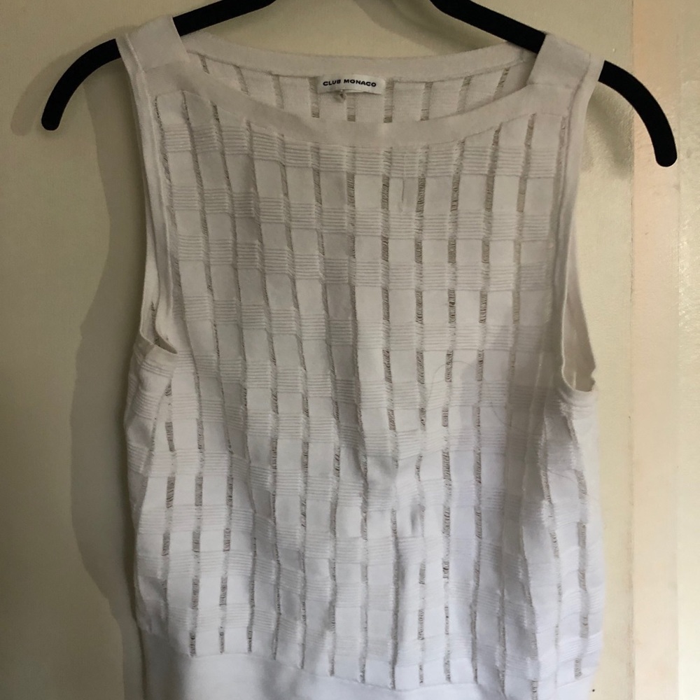 White sheer checkered semi crop top